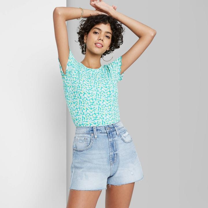 Women's High-rise Cut-off Mom Jean Shorts - Wild Fable Light Wash