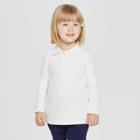 Toddler Girls' Long Sleeve Interlock Uniform Polo Shirt - Cat & Jack White