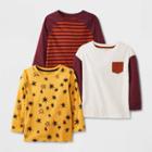 Toddler Boys' 3pk Long Sleeve Jersey Knit Crewneck T-shirt - Cat & Jack Maroon