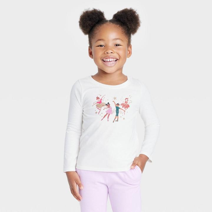 Toddler Girls' Dancers Long Sleeve Shirt - Cat & Jack Cream