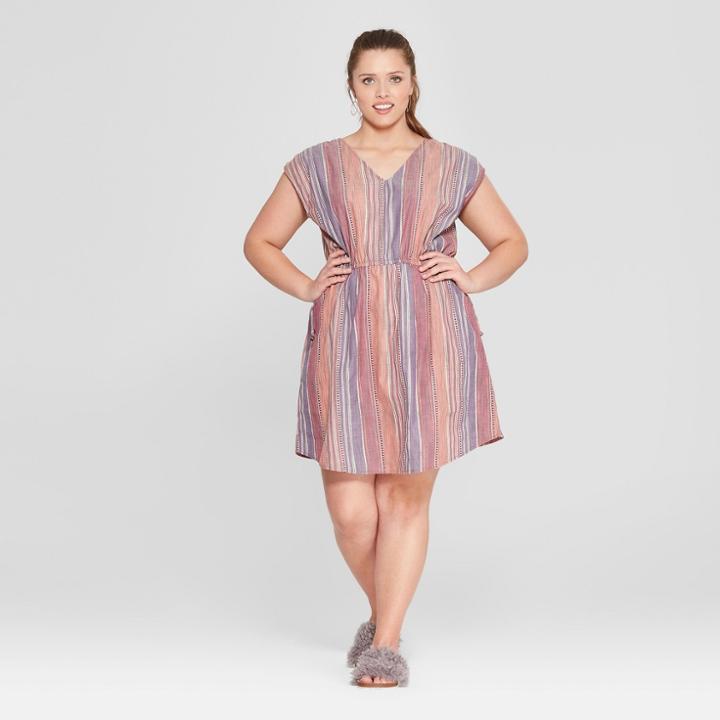 Women's Plus Size Striped Side Tie Dress - Universal Thread Purple