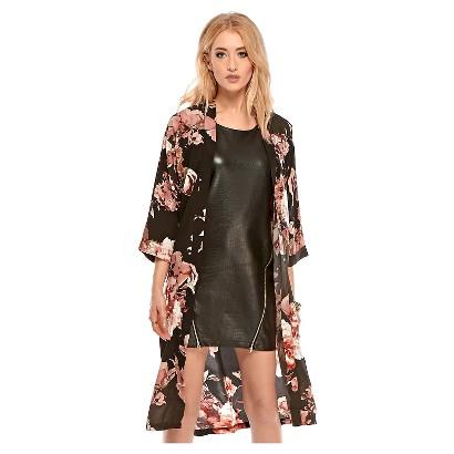 Black Floral Kimono - Fashion Union