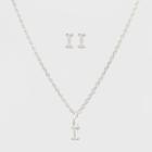 Sterling Silver Initial I Earrings And Necklace Set - A New Day Silver, Girl's,