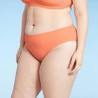 Juniors' Plus Size Textured Cheeky Bikini Bottom - Xhilaration Neon Orange X