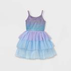 Girls' Shimmer Ombre Tiered Tulle Dress - Cat & Jack Light Purple/aqua