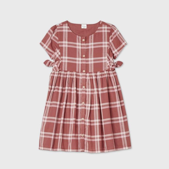 Oshkosh B'gosh Toddler Girls' Short Sleeve Plaid Dress - Burgundy