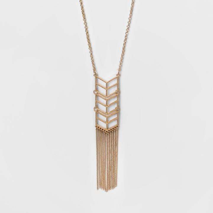 Target Women's Long Necklace With Pendant & Tassel - Rose Gold