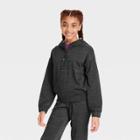 Girls' Shine Striped Hoodie - All In Motion Heathered Black
