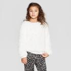Girls' Crew Neck Plush Long Sleeve Pullover - Art Class Ivory