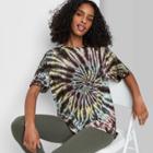 Women's Short Sleeve Relaxed Fit T-shirt - Wild Fable Hematite Tie-dye