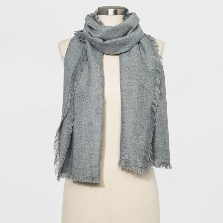 Women's Oblong Scarf - A New Day Gray One Size, Women's