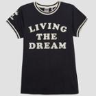 Junk Food Women's Mickey Mouse Living The Dream Flocked Short Sleeve T-shirt - Black