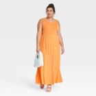 Women's Plus Size Sleeveless Knit Babydoll Dress - Ava & Viv Peach Orange X