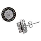 Target Women's Oxidized Stud Earrings With Clear Round-cut Cubic Zirconia In Sterling Silver -clear/gray