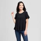 Women's Babydoll Short Sleeve Top - Grayson Threads (juniors') Black
