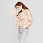 Women's Asymmetrical Zip Moto Jacket - A New Day Pink