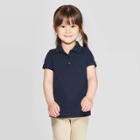 Toddler Girls' Short Sleeve Pique Uniform Polo Shirt - Cat & Jack Navy (blue)