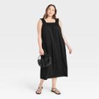Women's Plus Size Ruffle Sleeveless Dress - A New Day Black