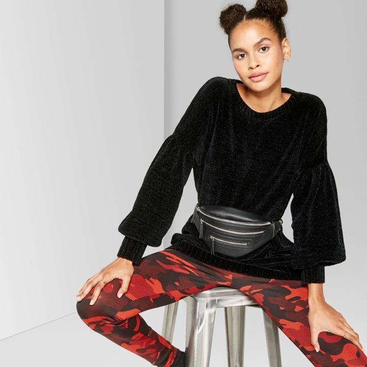 Women's Scoop Neck Long Sleeve Tunic - Wild Fable Black