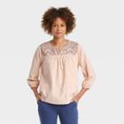 Women's Bishop Long Sleeve Embroidered Top - Knox Rose Pink