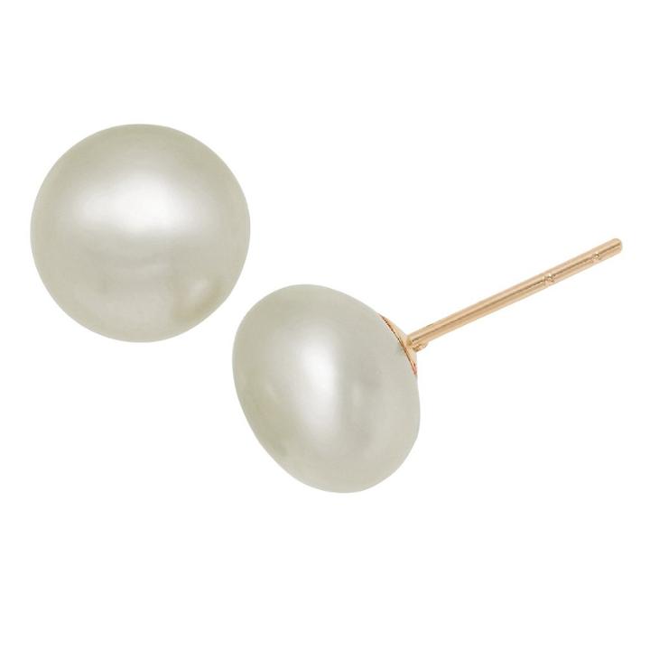 Tiara 14k Yellow Gold 10mm Freshwater Pearl Stud Earrings, Girl's