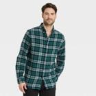 Men's Standard Fit Plaid Lightweight Flannel Long Sleeve Button-down Shirt - Goodfellow & Co Green