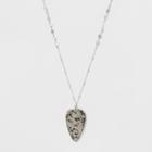 Semi Precious Triangular Stone On Beaded Chain Pendant Necklace - Universal Thread Dark Gray, Dark Grey