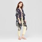 Women's Floral Print Lightweight Kimono Jacket - A New Day Navy (blue)