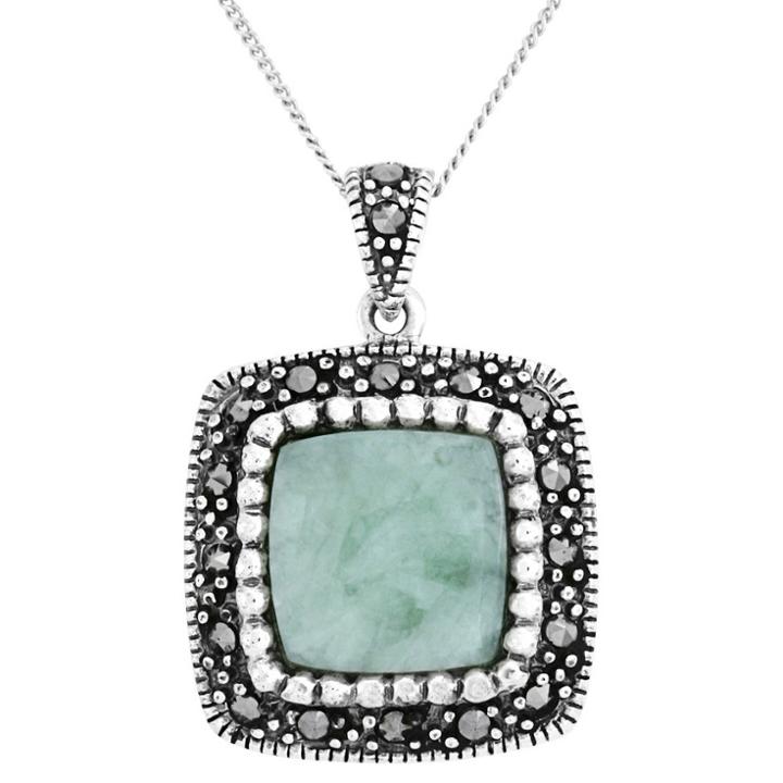 Target Marcasite And Jade Sterling Silver Pendant -