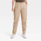 Women's High-rise Pleat Front Tapered Chino Pants - A New Day Tan