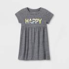 Grayson Mini Toddler Girls' French Terry 'happy' Short Sleeve Dress - Gray