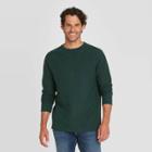 Men's Standard Fit Long Sleeve Textured Crew Neck T-shirt - Goodfellow & Co Green