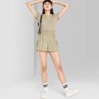Women's High-rise Utility Paperbag Shorts - Wild Fable Olive Xs, Women's, Green