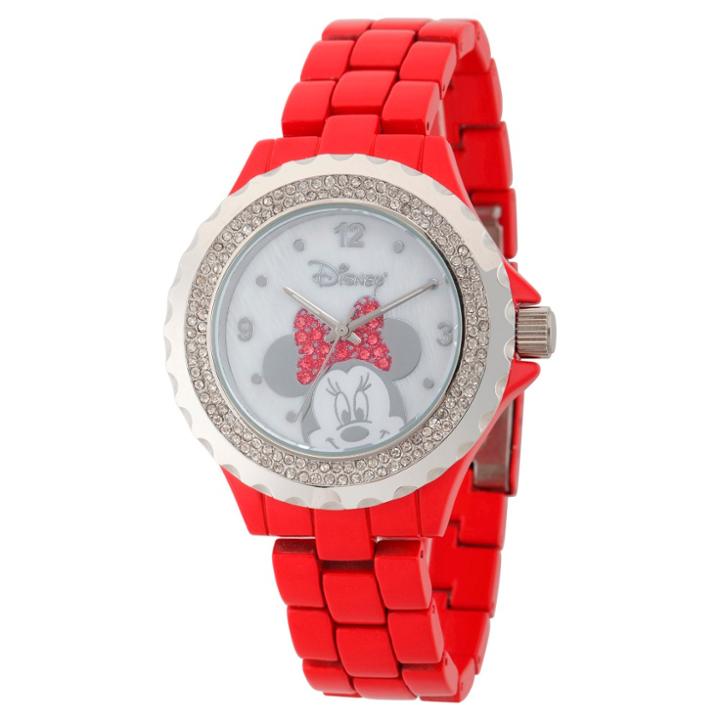 Women's Disney Minnie Mouse Enamel Sparkle Red Alloy Watch - Red,