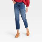 Women's Mid-rise Straight Leg Embroidered Jeans - Knox Rose Dark Wash