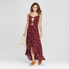 Women's Strappy High Low Hem Maxi Dress - Xhilaration Burgundy (red) Passion/rose Water