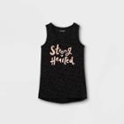 Girls' 'strong Hearted' Graphic Tank Top - Cat & Jack Charcoal Black