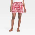 Women's Ikat Print Smocked Waist Shorts - Knox Rose Red