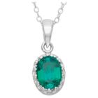 1 1/5 Tcw Tiara Emerald Crown Pendant In Sterling Silver, Women's, Blue
