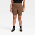 Women's Plus Size High-waisted Bike Shorts - Ava & Viv Brown X