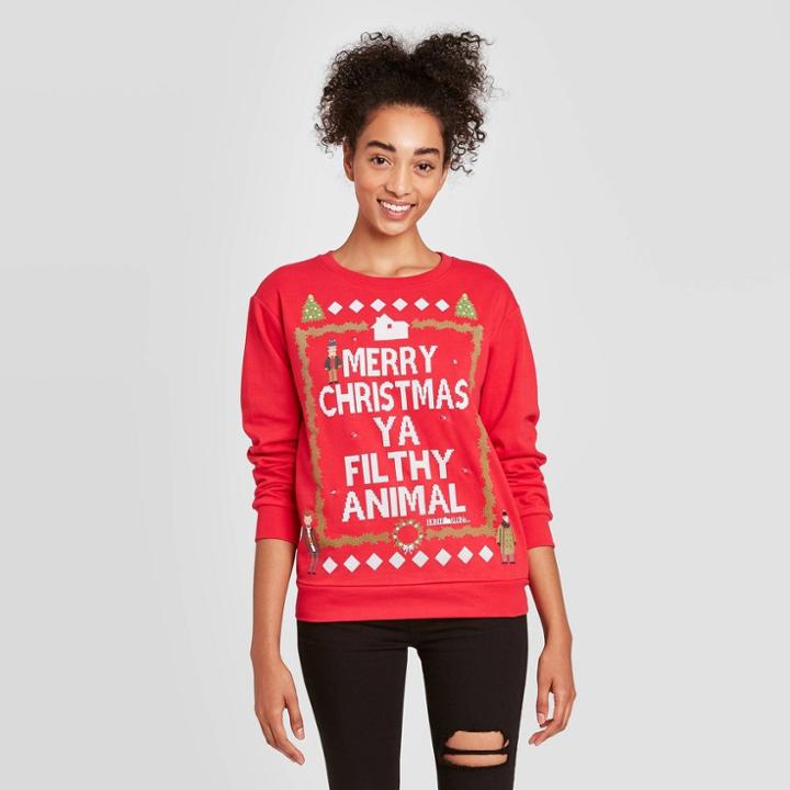 Women's Disney Home Alone Merry Christmas Light Up Graphic Sweatshirt - Red