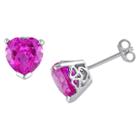 Target 4 1/2 Ct. T.w. Heart Shaped Simulated Pink Sapphire Earrings In Sterling