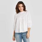 Women's 3/4 Sleeve Crewneck Prairie Shirt - Universal Thread White