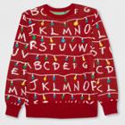 Men's Big & Tall Stranger Things Light Up Ugly Holiday Sweatshirt - Scarlet