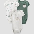 Baby Boys' 3pk Bear Bodysuit - Just One You Made By Carter's Green/off-white/gray
