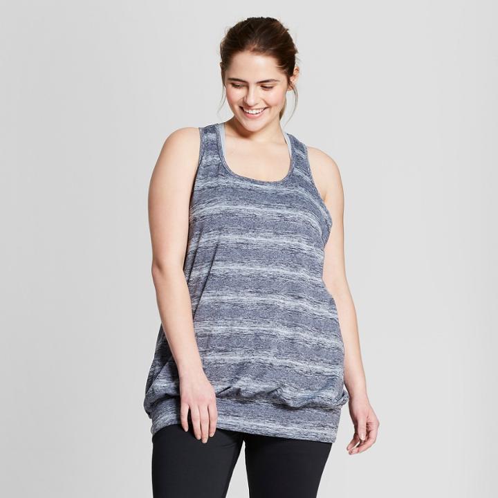 Women's Striped Plus-size Banded Bottom Tank Top - C9 Champion Dark Heather Gray 2x, Dark Heather Gray