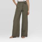 Women's Regular Fit High-rise Wide Leg Linen Pants - A New Day Olive (green)