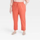 Women's Plus Size High-rise Ruffle Waisted Pull-on Ankle Pants - A New Day Orange