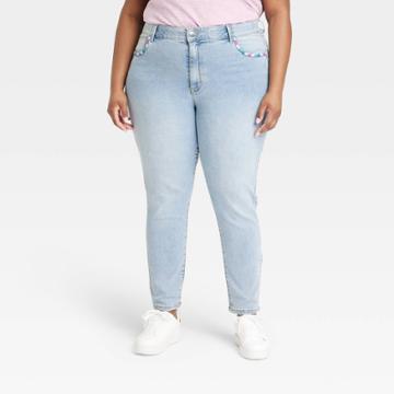 Women's Plus Size Mid-rise Skinny Jeans - Knox Rose Light Wash