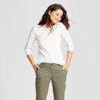 Women's Striped 3/4 Sleeve Boatneck T-shirt - A New Day Light Gray/white